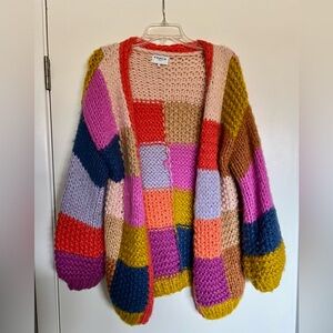 FRNCH Patchwork Knit Cardigan Sweater